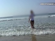 Preview 2 of 18 years old brunette naked at beach