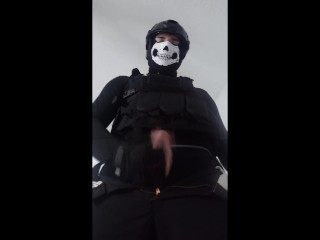 Masked Ghost Cosplayer Masturbates Up Close