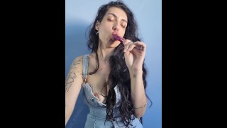 Mommy wants to lick a popsicle like it's your cock while she smokes her cigar