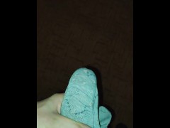 The wife took off her panties, still warm, and the husband took them and started jerking off with th