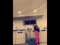 Horny Playful Housewife Goes to Laundry Room in Fun Lingerie