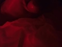 Quick Masturbating and Cumming in Red Light Night