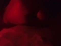 Quick Masturbating and Cumming in Red Light Night