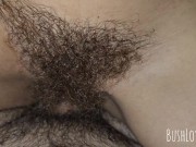 Preview 1 of POV Super hairy wet pussy rides my cock / hairy sex, big pussy lips, big labia