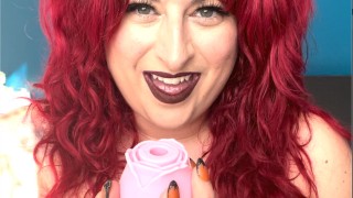 BBW Goth MILF Plays with Rose Clit Suction Toy