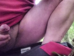 Masturbation in a small forest outdoors