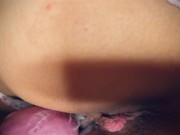 Preview 2 of The best girlfriend's daughter close up, she takes off the condom and I cum inside, creamy squirt.