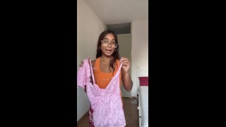 Try on haul lingerie: watch this petite Indian try on cute lingerie
