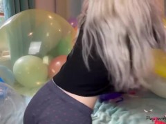 Blowing up over 25 Balloons then Nail Popping them All