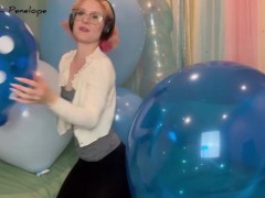 10 Nail POPS! Blowing up and Deflating Blue Balloons
