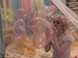 heart balloons, blonde, looner girl, fetish