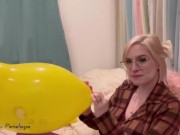 Preview 2 of Blowing up 2 Yellow Mice Balloons until they Pop! Blow to Pop