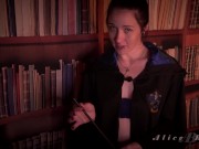 Preview 1 of Sneaky jerk off instructions in the library from Ravenclaw classmate Halloween with AliceBlack