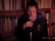 Preview 3 of Sneaky jerk off instructions in the library from Ravenclaw classmate Halloween with AliceBlack