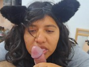 Preview 5 of Latina brunette sucks her boyfriend's cock like it was a lollipop