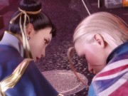 Preview 1 of 3D Compilation: Street Fighter Chunli Threesome Cammy Dick Ride Creampie Juri Uncensored Hentai