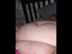 ssbbw fucks fat pussy with wand while holding selfie stick
