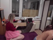 Preview 4 of Two girls gave their friend a cool doll from Tantaly, and he fucked one of them in gratitude!😏