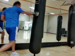 Hitting The Bag at the gym for cardio