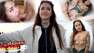 GERMAN SCOUT - Une étudiante tatouée Jess Mori ramassée pour un casting