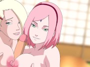 Preview 1 of Naruto anime hentai tegneserie kompilering Sakura Ino Sarada Boruto titjob ride sex kunoichi træner