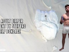 GAY ADULT DIAPER CAUGHT BY STEPBRO IN SELF BONDAGE