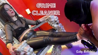 Foot Grime Cleaner - Lady Bellatrix dominates foot slave in dungeon