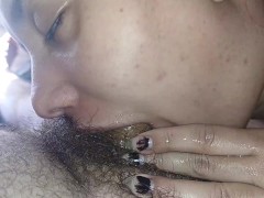 Cock sucking bitch, she swallows my cock with her wet mouth driving me crazy