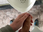 Preview 6 of I jerk off in the office public toilet and cum in the sink