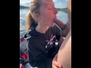 Preview 3 of Redhead Lesbian on Boat deep throat’s like a champ