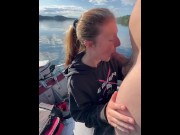 Preview 5 of Redhead Lesbian on Boat deep throat’s like a champ