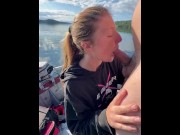Preview 6 of Redhead Lesbian on Boat deep throat’s like a champ