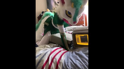 Cheerleader Dragon Fucks IBM PC w/ Vibrating HDD