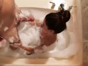 Preview 2 of Stunning Burnette With Perfect Ass Having Passionate Foamy Sex In The Bathtub - LittleBuffBrunette
