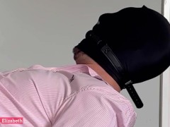 Tied hubby released from chastity, edged, balls hit, given a ruined orgasm and post-orgasm torment.