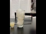 Preview 5 of Cum & Coke - My wife told me to make a drink with my frozen cum cubes and a shot of my thawed cum