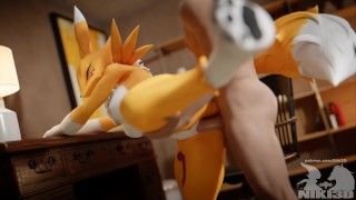 Renamon Learning How To Animate In A Leg-Up Standing Doggie Style