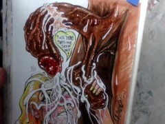 "When Life Gives You Lemon Balls" Erotic Cumshot Art Drawing BBC Blonde Teen Interracial Cum