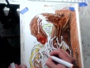Preview 1 of "When Life Gives You Lemon Balls" Erotic Cumshot Art Drawing BBC Blonde Teen Interracial Cum