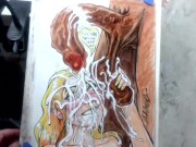 Preview 2 of "When Life Gives You Lemon Balls" Erotic Cumshot Art Drawing BBC Blonde Teen Interracial Cum