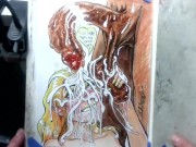 Preview 5 of "When Life Gives You Lemon Balls" Erotic Cumshot Art Drawing BBC Blonde Teen Interracial Cum