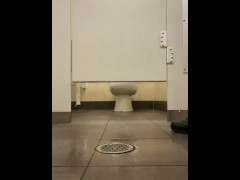 Taking a long piss is public restroom drain naughty desperate