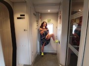 Preview 2 of My Crazy Masturbation of Hairy Pussy in Public Train! Part1