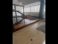 Took the condom off and cream pied petite Latina with her hands tied