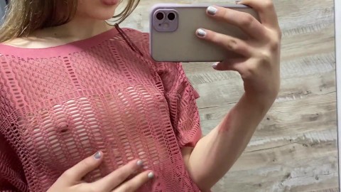 Sexy try on haul braless see through transparent