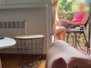 Preview 4 of My husband is jerking off and cum in front of my mom a while we talk on balcony