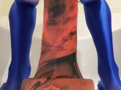 51cm John Thomas Henry Large Anal Destruction Dildo Plunging Deep into Smooth Cute Femboy Asspussy