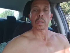 Naked muscular guy masturbating on a neighborhood sidewalk in broad daylight! SUPER RISKY!