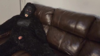 Hermanastra engañada en disfraz de gorila de 🔥 🔥 Halloween