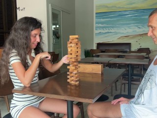 Stepsister Lost her Ass in a Game of Jenga and got a Dick in Anal